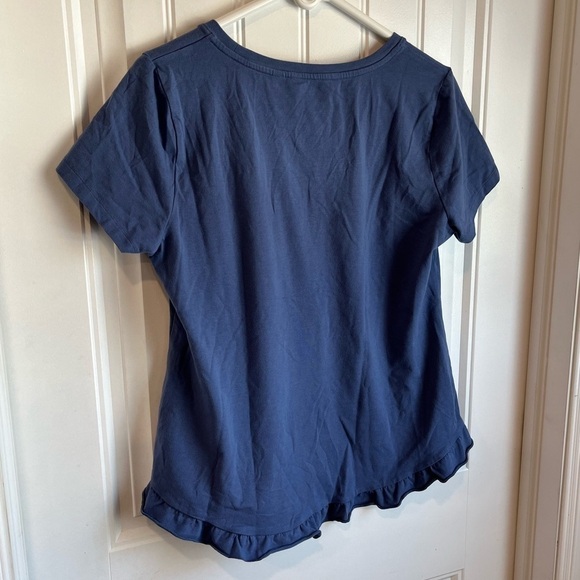 NWOT Isaac Mizrahi Live! Scoop Neck Curved Ruffle Hem Knit Top M Medium Blue - Picture 13 of 14